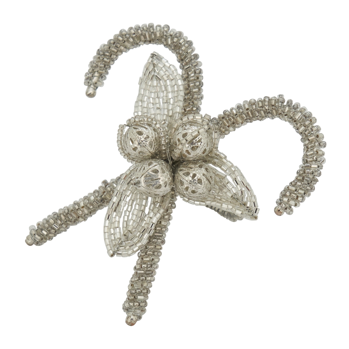 Picture of Saro Lifestyle NR320.S Candy Cane Napkin Rings, Silver - Set of 4