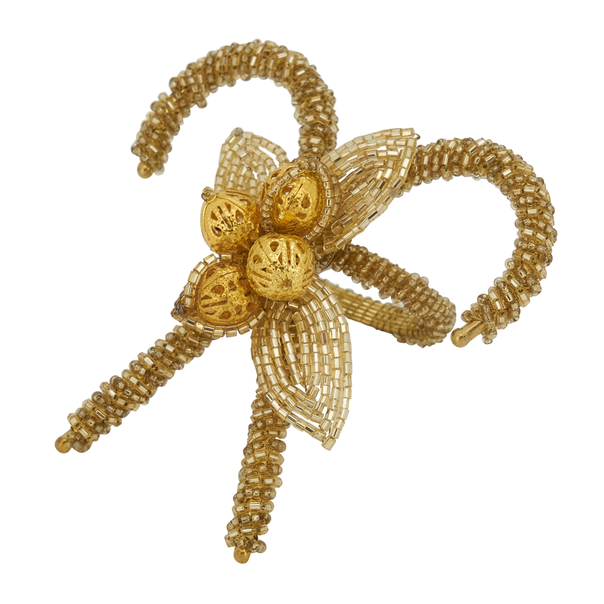 Picture of Saro Lifestyle NR320.GL Candy Cane Napkin Rings, Gold - Set of 4
