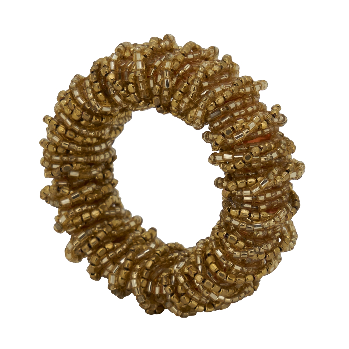 Picture of Saro Lifestyle NR531.GL Beaded Round Napkin Rings, Gold - Set of 4