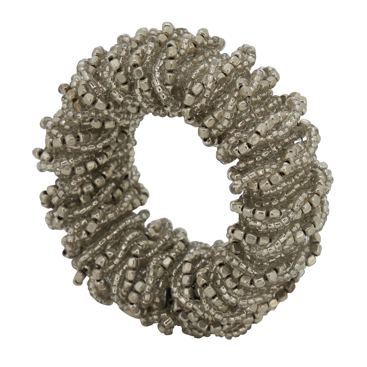 Picture of Saro Lifestyle NR137.S Beaded Design Napkin Rings, Silver - Set of 4