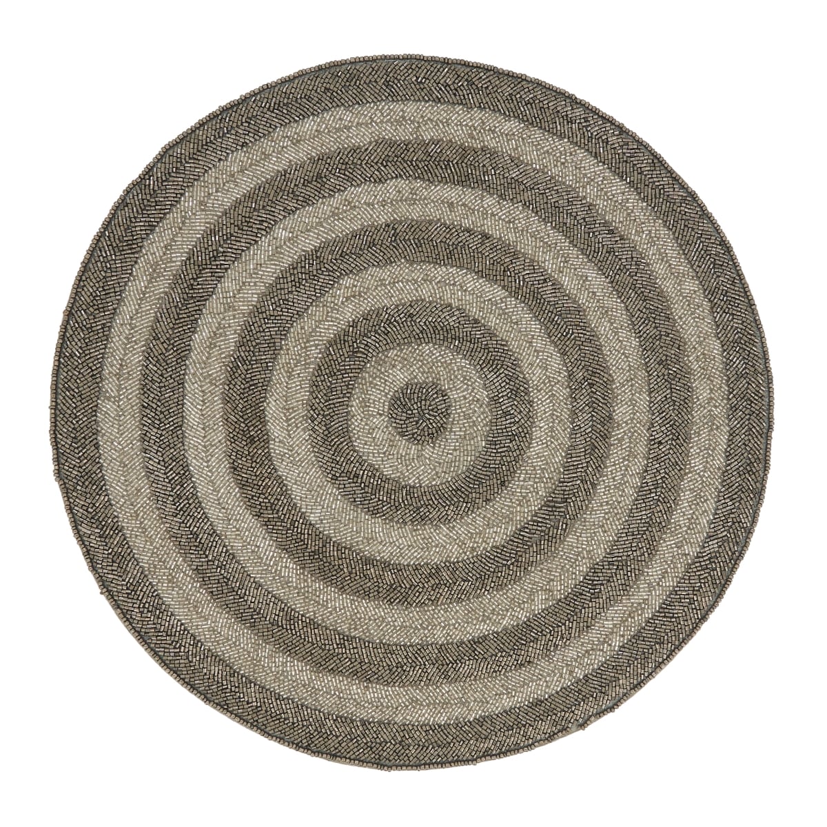 Picture of Saro Lifestyle 1928.S15R 15 in. Round Beaded Placemat with Circle Design, Silver - Set of 4
