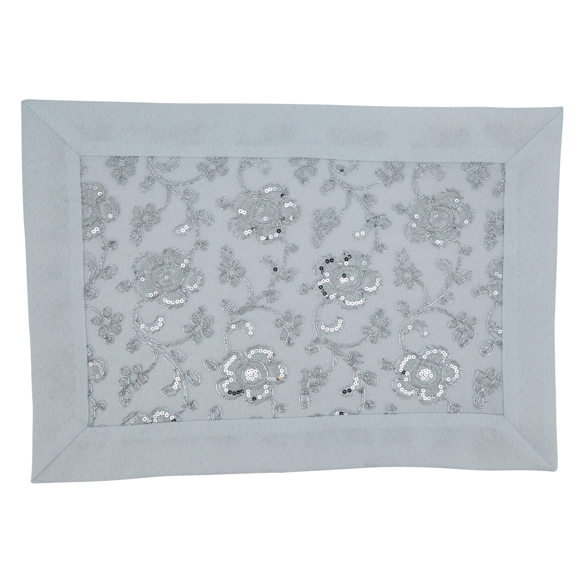 Picture of Saro Lifestyle 4019.W1420B 14 x 20 in. Floral Embroidered Placemats, White - Set of 4