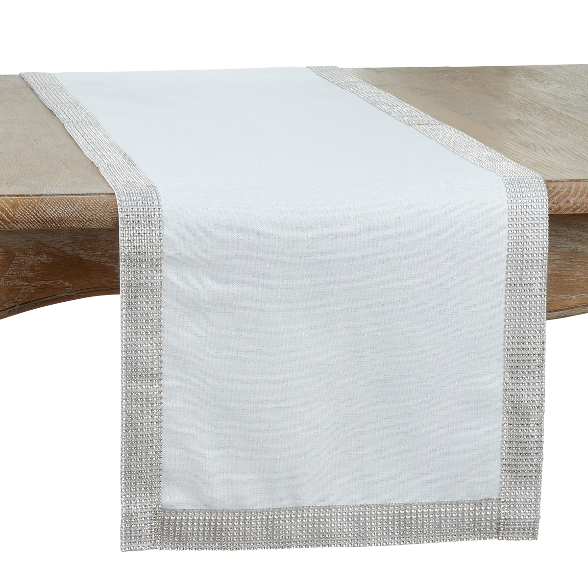 Picture of Saro Lifestyle 315.W16120B 16 x 120 in. Studded Design Table Table Runner, White