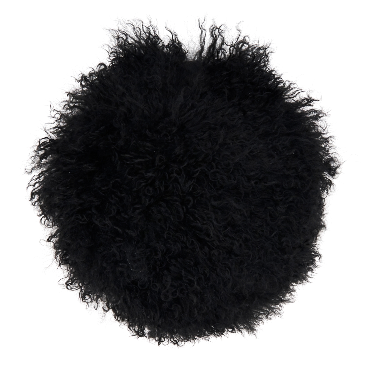 3564.BK13R 13 in. 100 Percent Wool Mongolian Lamb Fur Throw Pillow with Poly Filling, Black