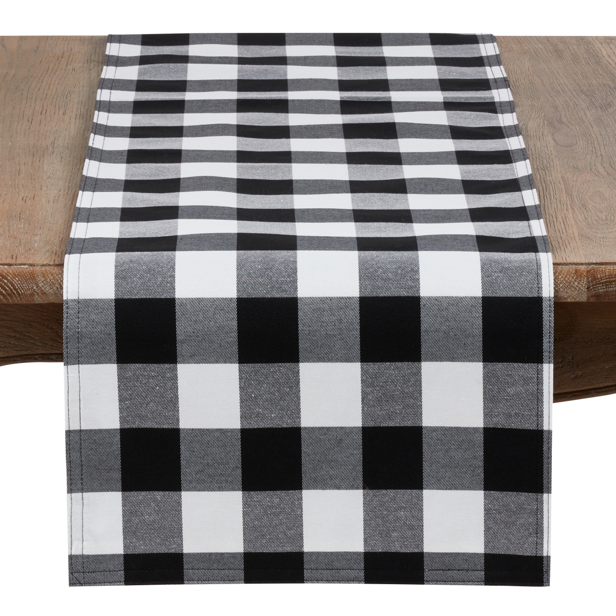 Picture of Saro Lifestyle 5026.BK16120B 16 x 120 in. Cotton & Poly Blend Buffalo Plaid Runner, Black