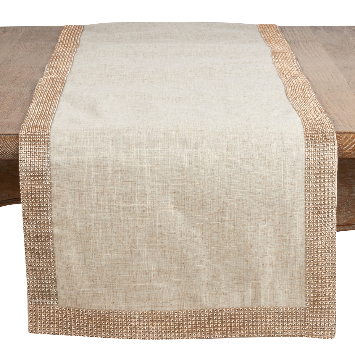 Picture of Saro Lifestyle 315.CH16120B 16 x 120 in. Studded Design Oblong Table Runner, Champagne