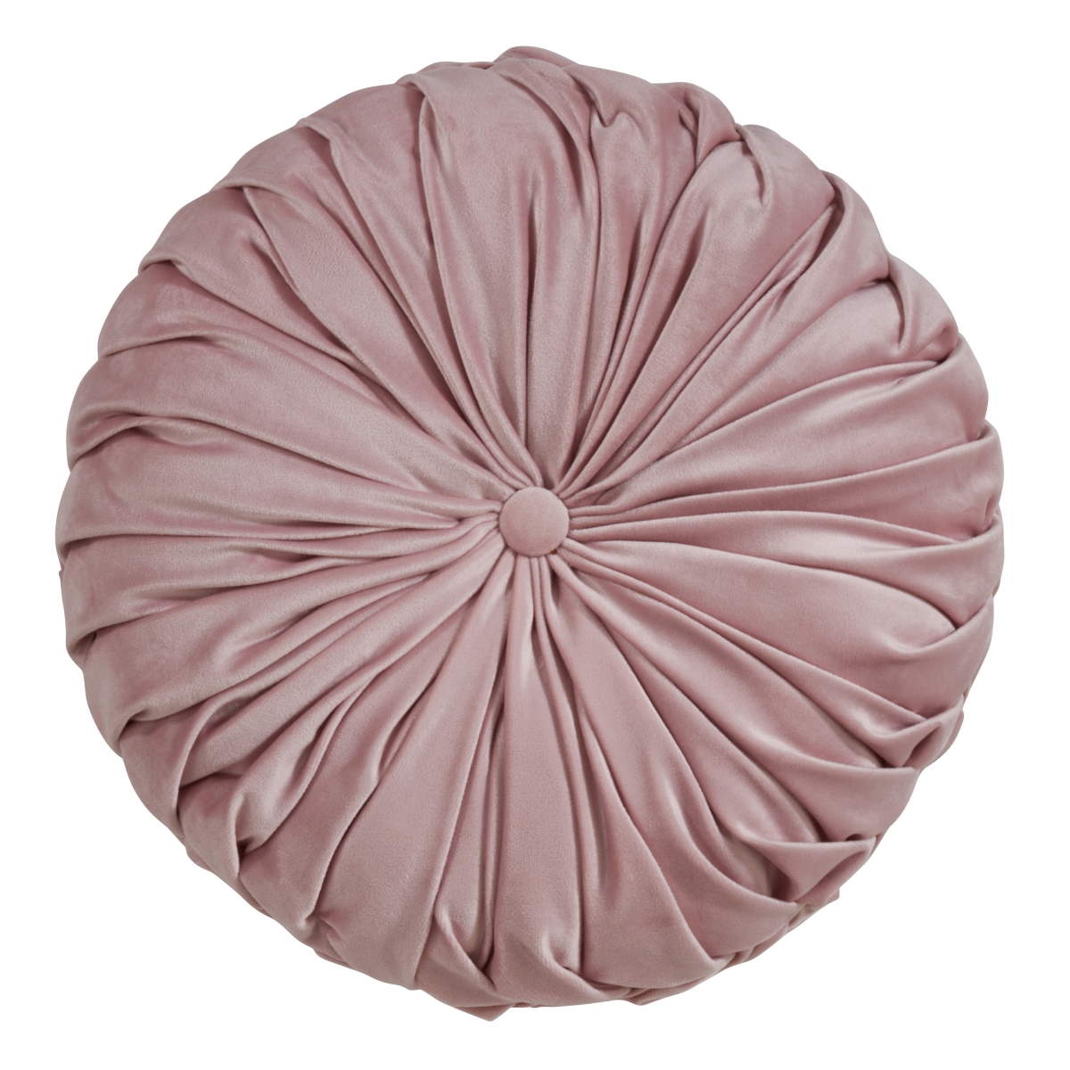 14 in. Round Velvet Pintucked Throw Poly Filled Pillow, Blush