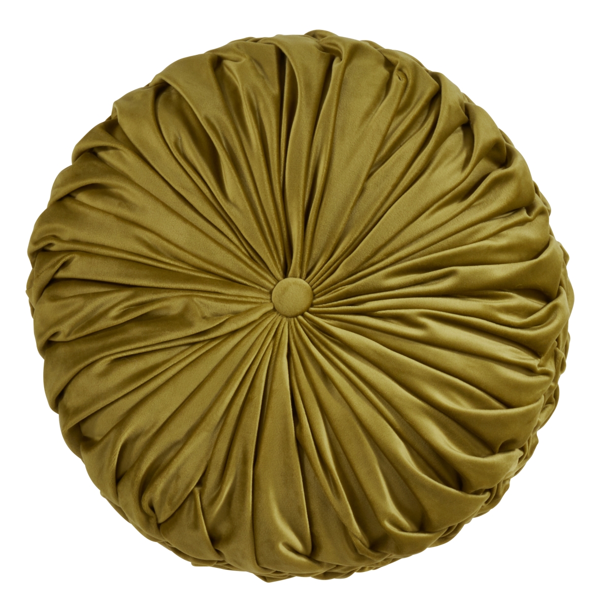 14 in. Round Velvet Pintucked Throw Poly Filled Pillow, Kiwi
