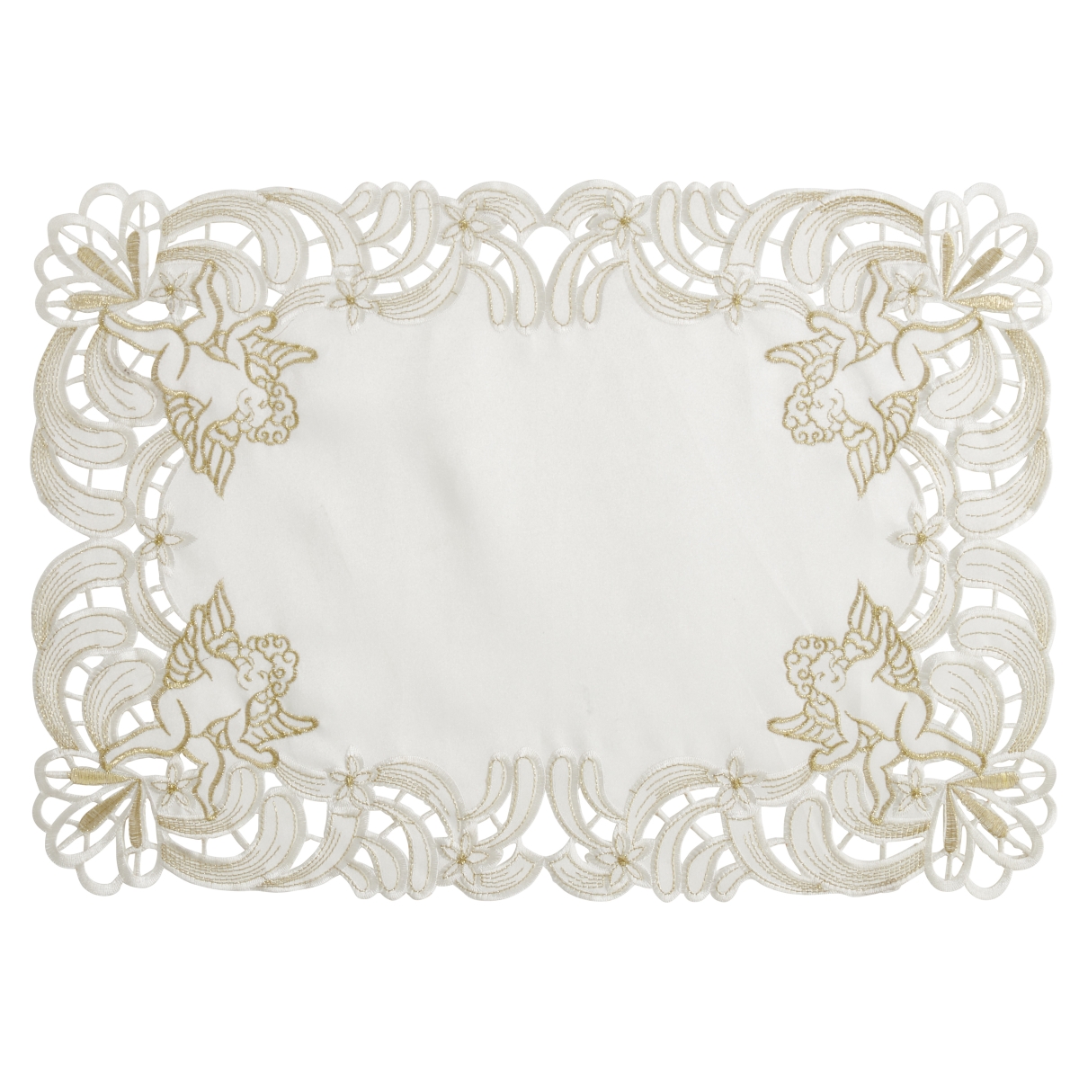 Picture of Saro Lifestyle 412.I1420B 14 x 20 in. Embroidered Cupid Design Placemat, Ivory - Set of 4