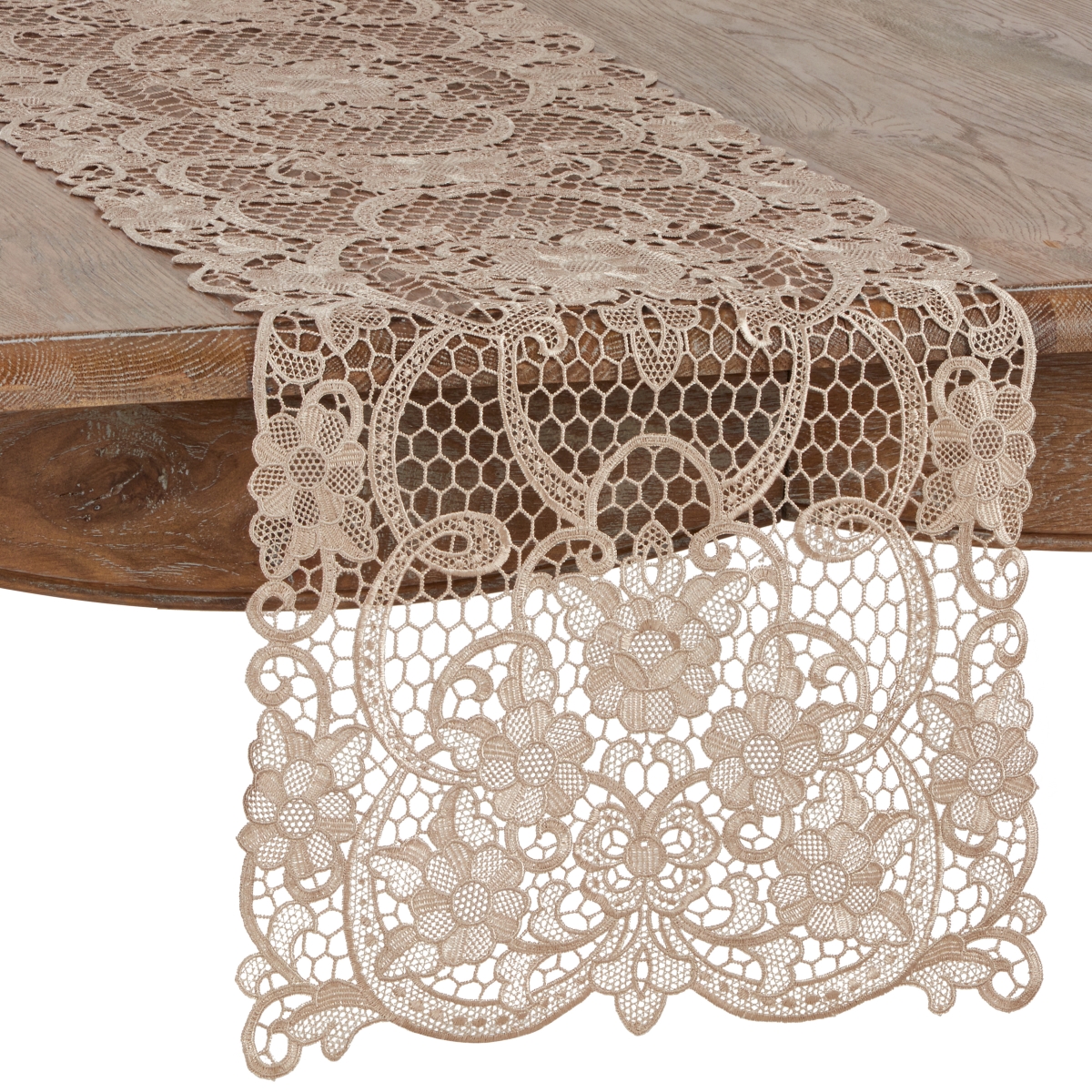 Picture of Saro Lifestyle 1738.E1566B 15 x 66 in. Antique Lace Table Runner