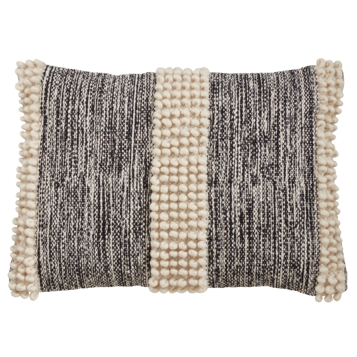 14 x 23 in. Pom Pom Stripe Poly Filled Pillow, Black