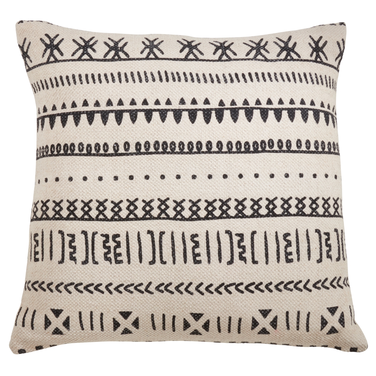 22 in. Light Mud Cloth Pattern Throw Poly Filled Pillow, Natural