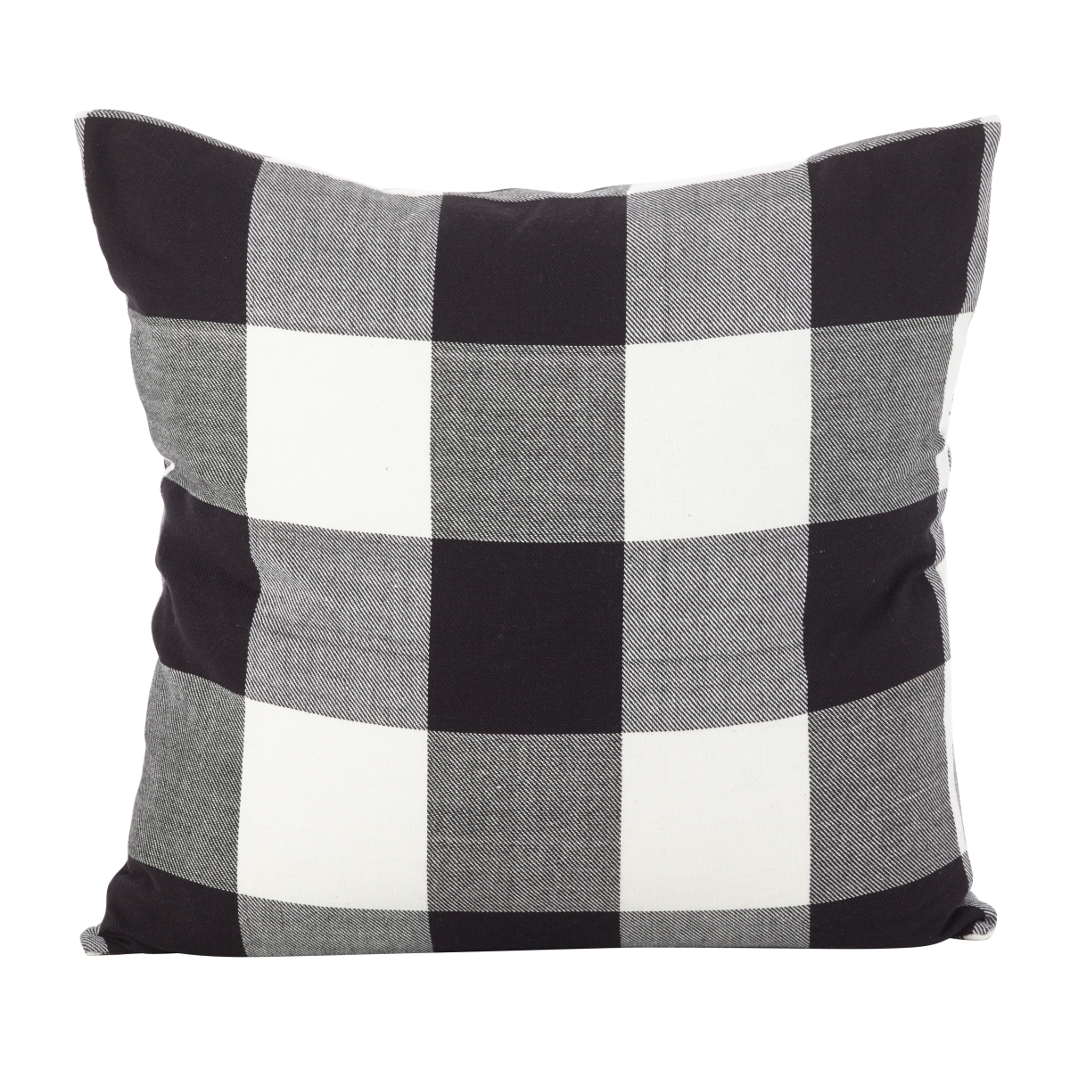 20 in. Buffalo Check Plaid Design Cotton Poly Filled Throw Pillow, Black