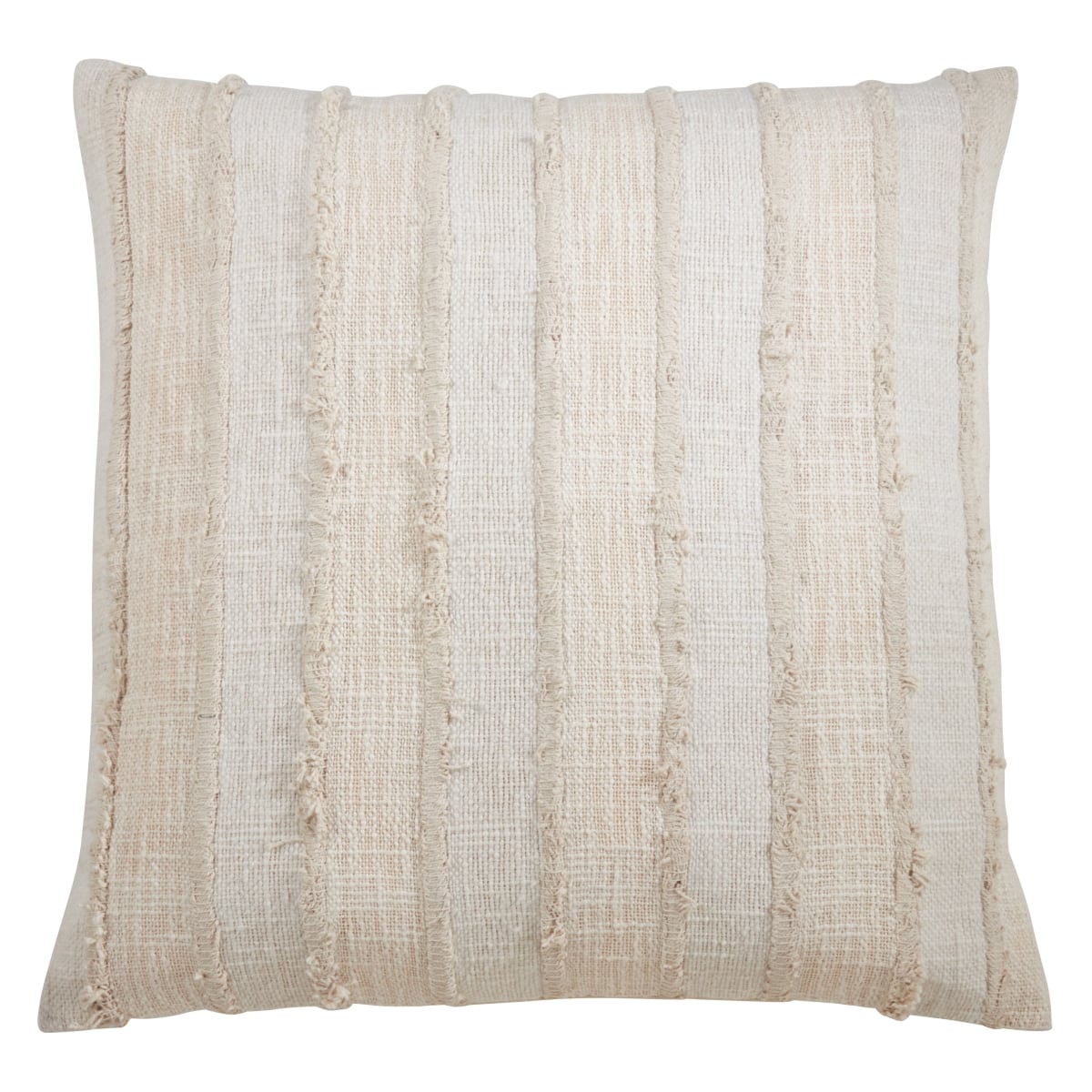 Fringe Stripe Throw Pillow Cover - Ivory - 22 in. - Cotton Comfort