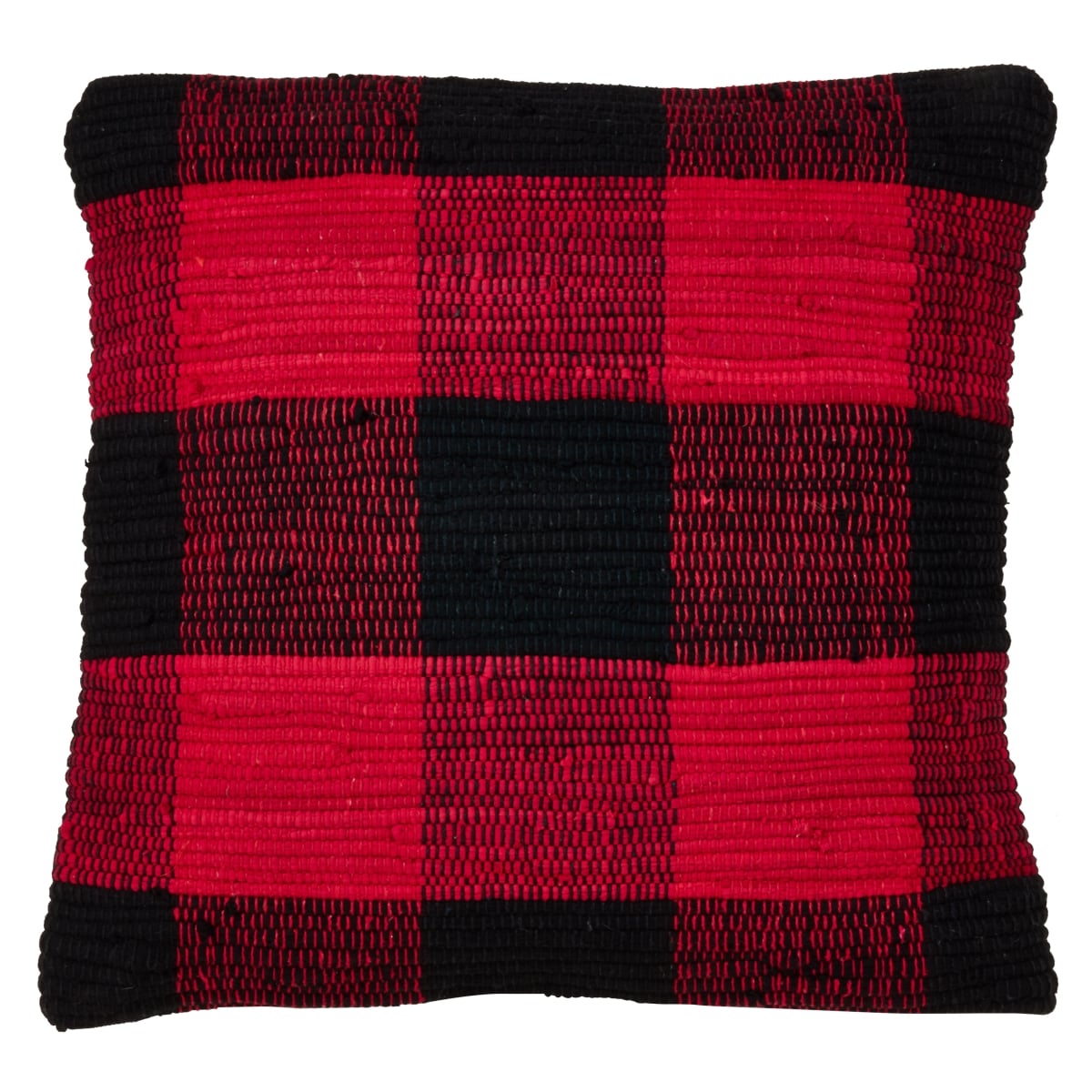 18 in. Buffalo Plaid Chindi Throw Pillow Cover