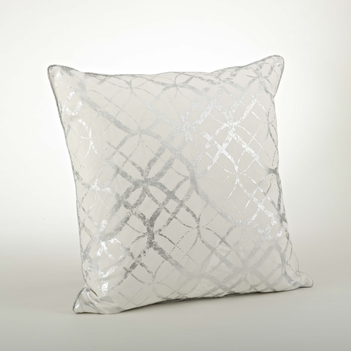 20 in. Metallic Foil Print Throw Pillow Cover, Silver