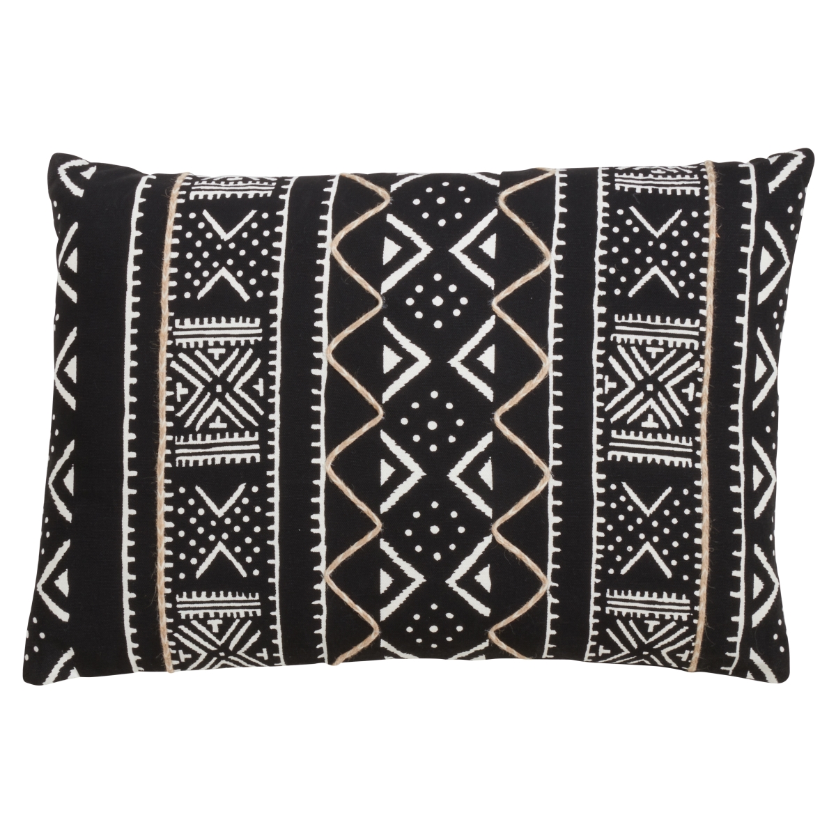 14 x 20 in. Mud Cloth Throw Pillow Cover, Black
