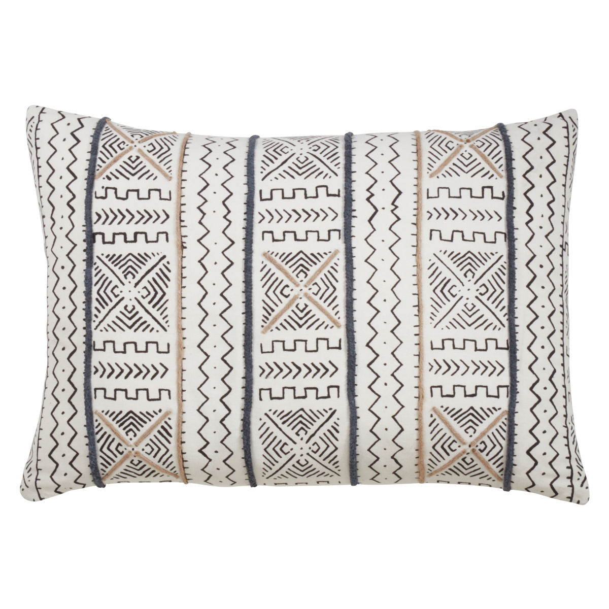 14 x 20 in. Throw Pillow Cover with Light Mud Cloth Design, White