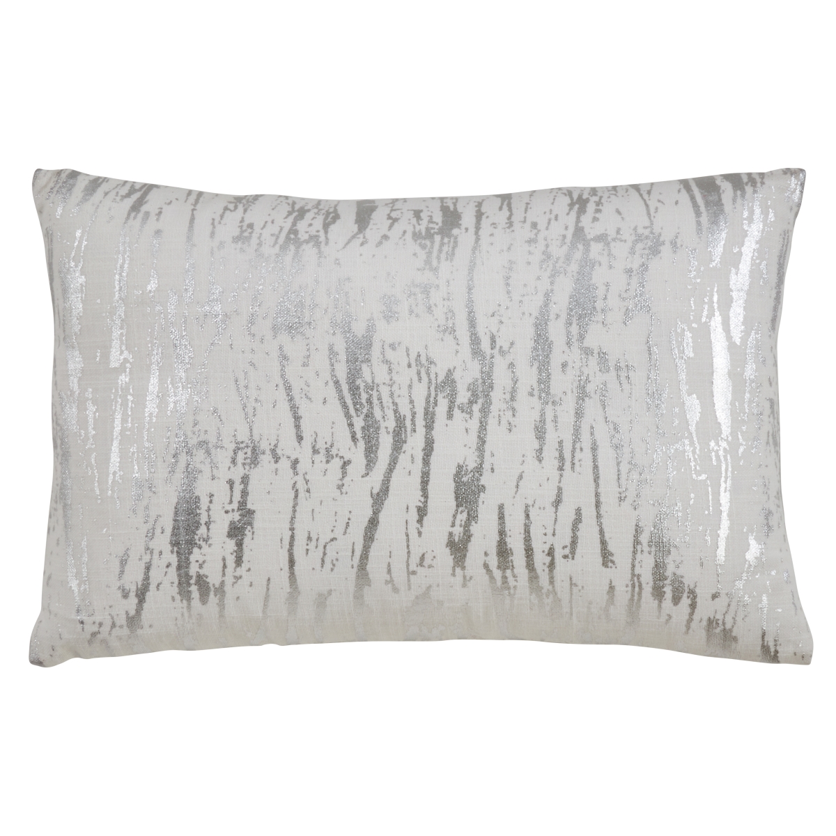 14 x 22 in. Distressed Metallic Foil Design Cotton Poly Filled Throw Pillow - Silver