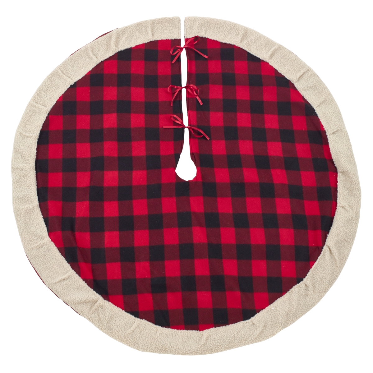 1786.R72R Buffalo Plaid Sherpa Christmas Tree Skirt