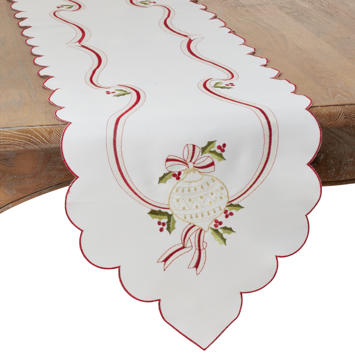 Picture of Saro Lifestyle 8532.I15108X 15 x 108 in. Embroidered Christmas Table Runner, Ivory