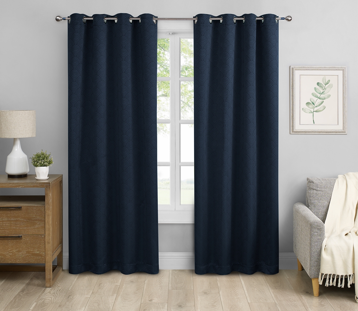 52 x 108 in. Blackout Window Curtains, Navy Blue - Set of 2