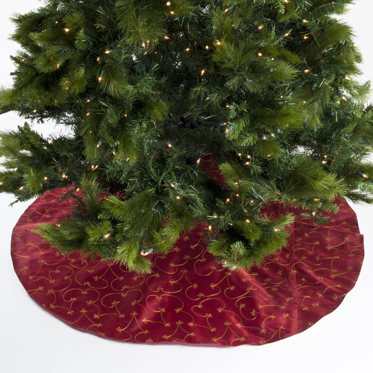 52 in. Ari Embroidered Tree Skirt, Burgundy