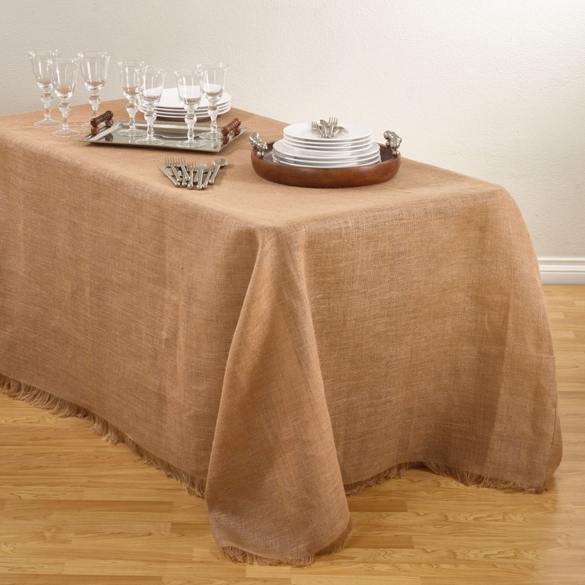 90 x 132 in. Mari Sati Tablecloth, Natural