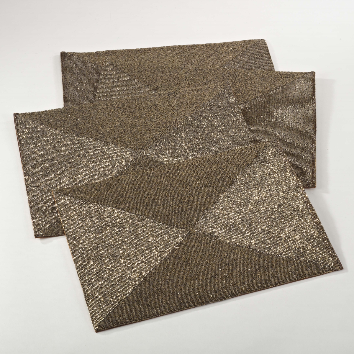 Picture of Saro Lifestyle 185.BZ1318B 90 x 156 in. Maharani Collection Beaded Design Placemats, Bronze - Set of 4