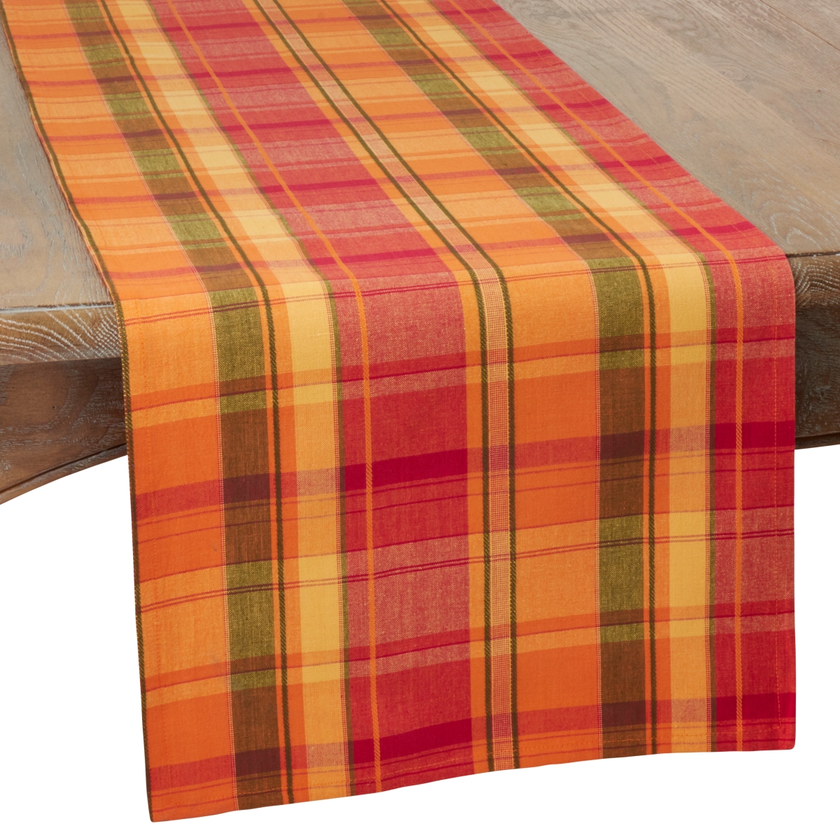 Picture of Saro Lifestyle 520.TC16108B 16 x 108 in. Warm Plaid Design Table Runner