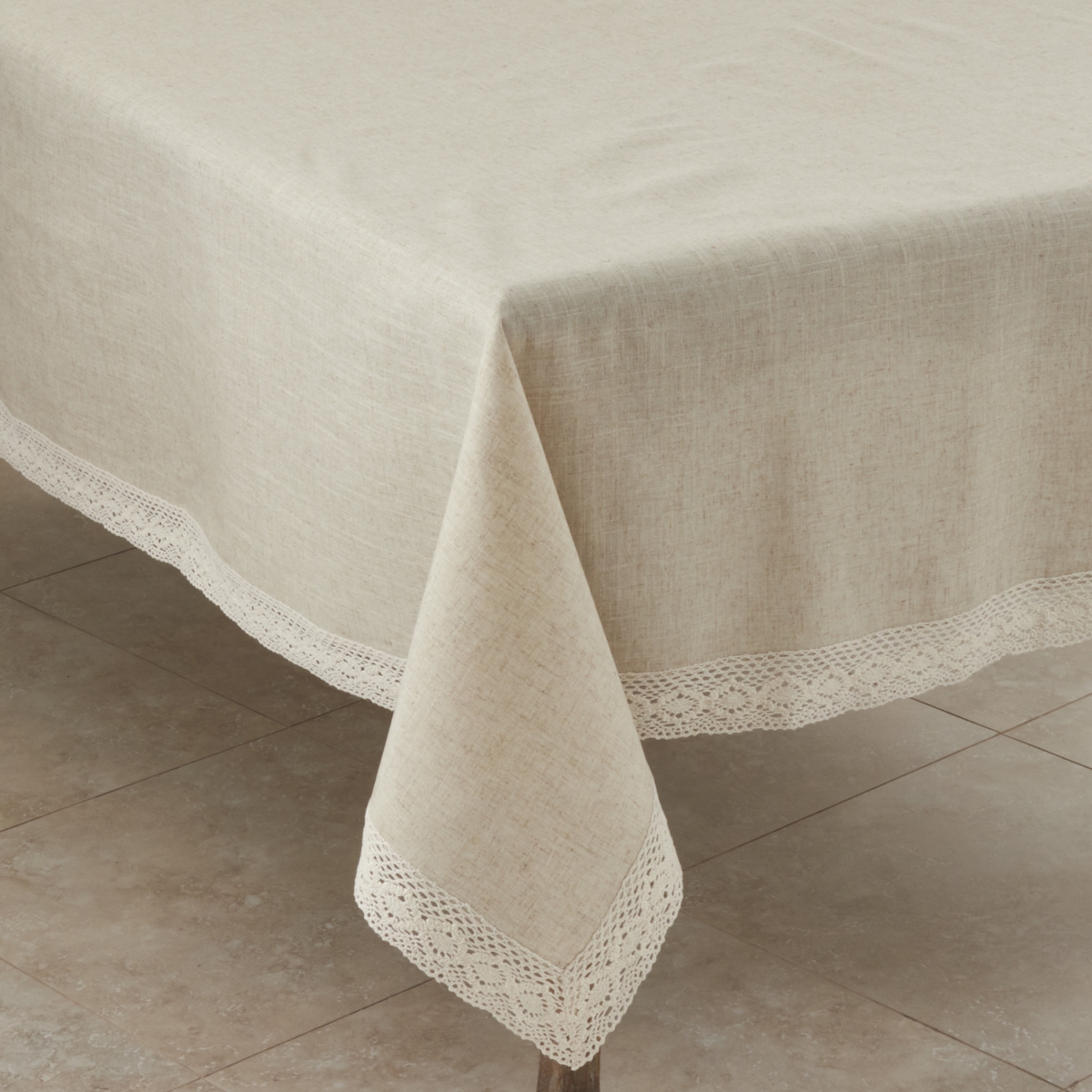 Picture of Saro Lifestyle 931.N80S 80 n. Classic Lace Border Tablecloth, Natural