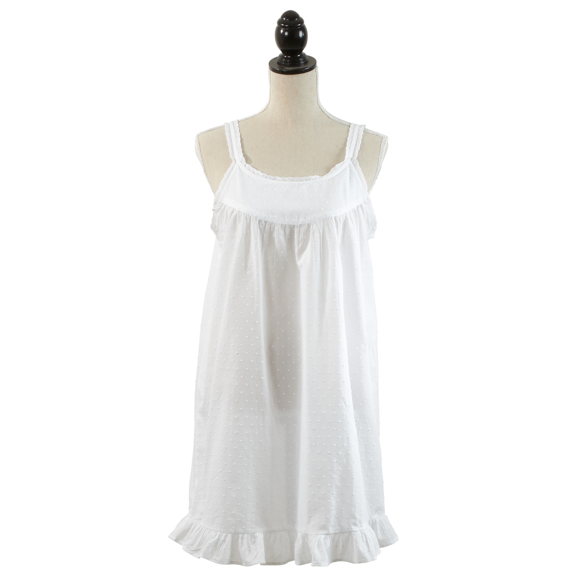 Embroidered Short Nightgown, White - Medium