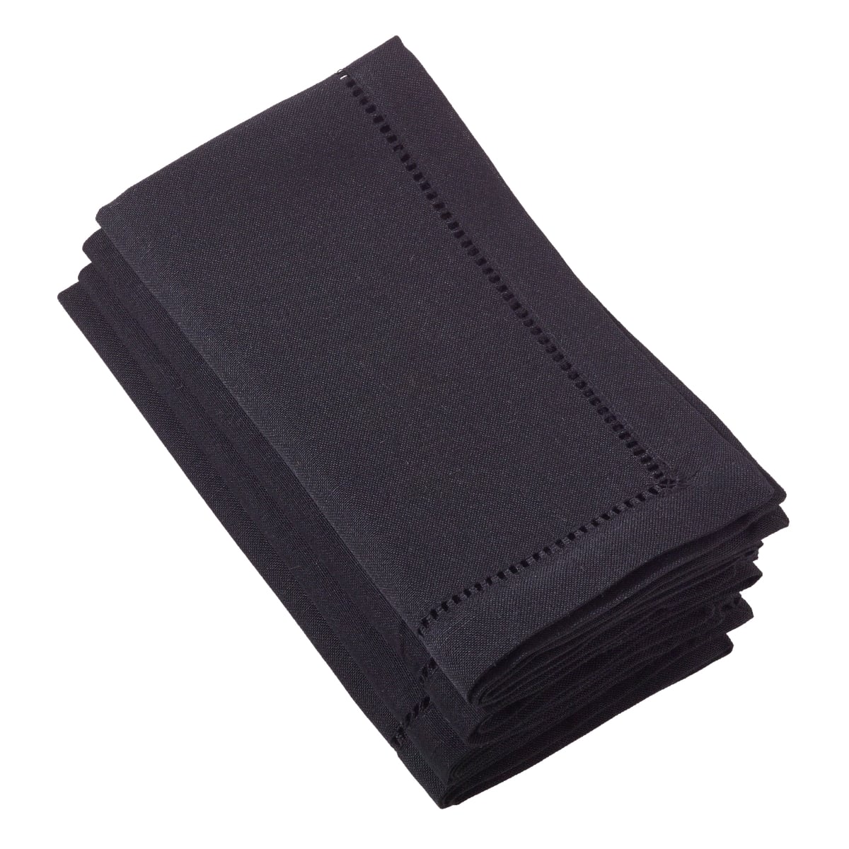 Picture of Saro Lifestyle 6304.BK22S Rochester Collection Dinner Napkin with Hemstitched Border, Black - Set of 4