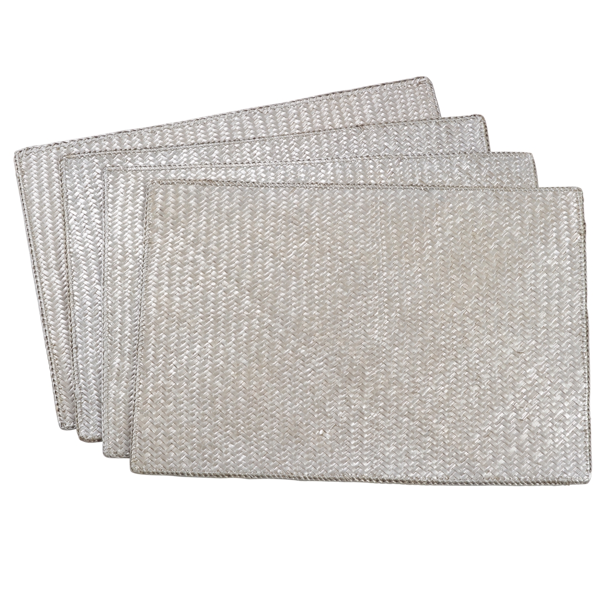 Picture of Saro Lifestyle 111.S1319B 13 x 19 in. Pandanus Placemat, Silver - Set of 4