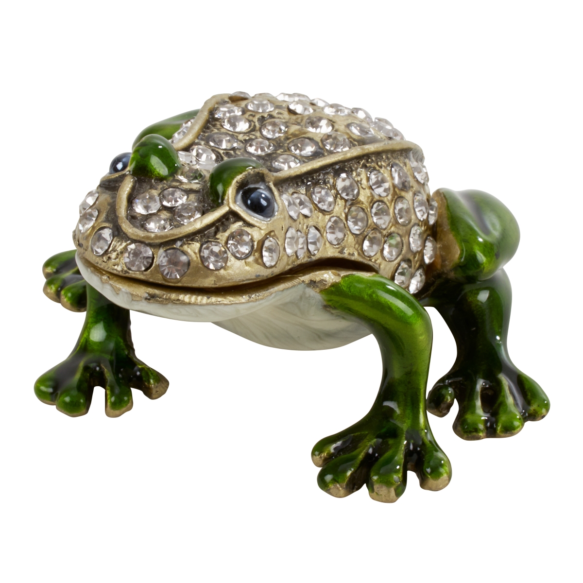 Pewter Frog Box with Jeweled Design