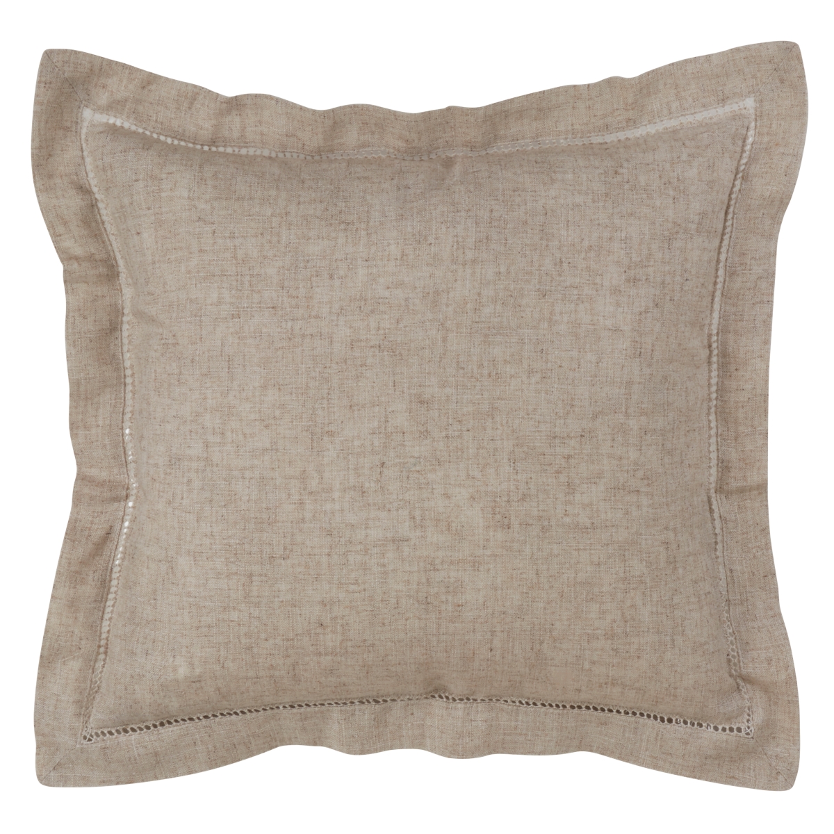 22 in. Hemstitched Poly & Linen Blend Throw Pillow Cover, Natural
