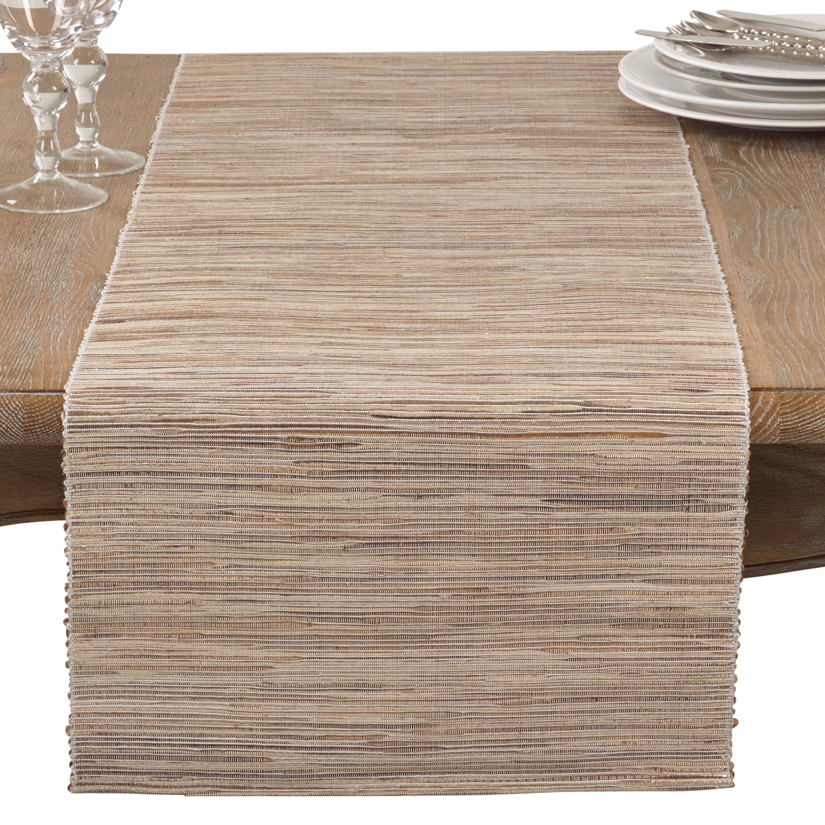 Picture of Saro Lifestyle 217.N1490B 14 x 90 in. Shimmering Woven Nubby Water Hyacinth Table Runner, Natural