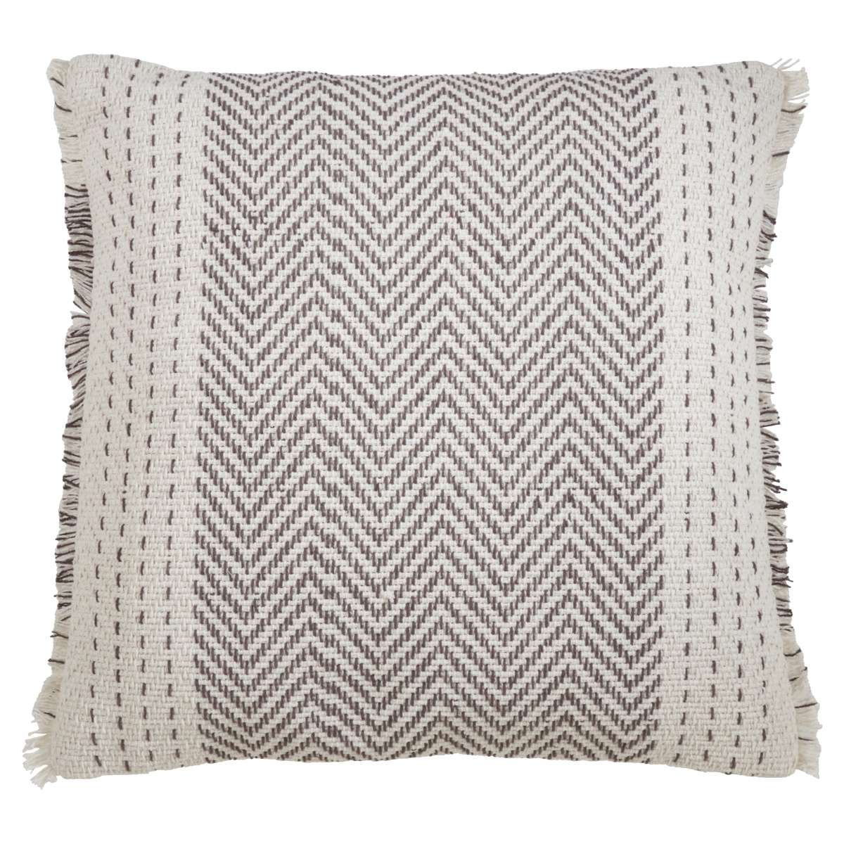 22 in. Kantha Stitch Throw Pillow Cover, Gray