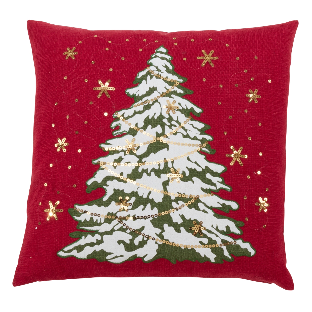 18 x 18 in. LED Lights Christmas Tree Pillow Cover, Red