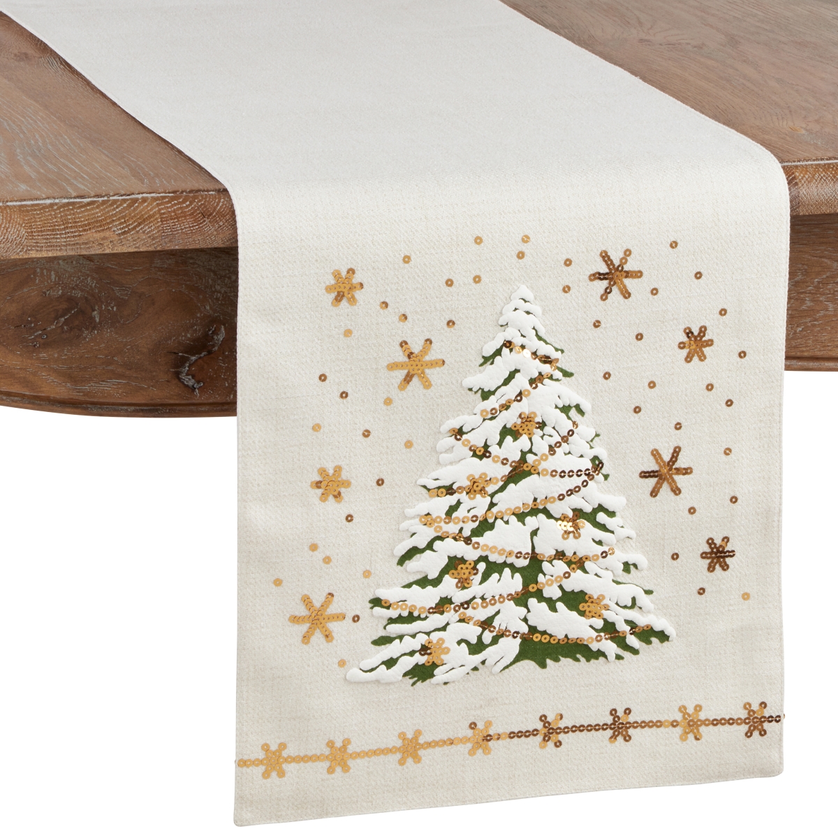 Picture of Saro Lifestyle 8970.W1372B 13 x 72 in. Christmas Tree Table Runner, White