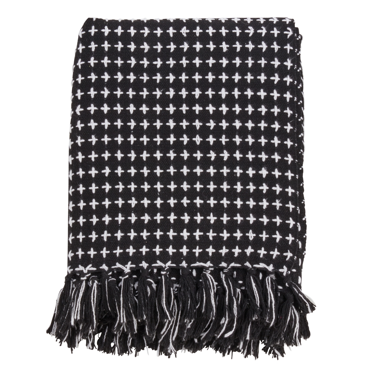 50 x 60 in. Cross Stitch Design Throw, Black
