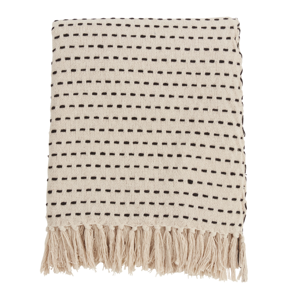 Stitched Line Throw - Ivory - 50in. x 60in.