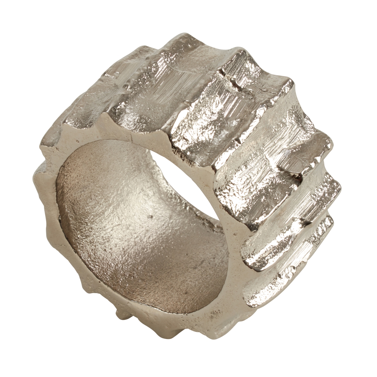 Picture of Saro Lifestyle NR720.S Ribbed Napkin Rings, Silver - Set of 4