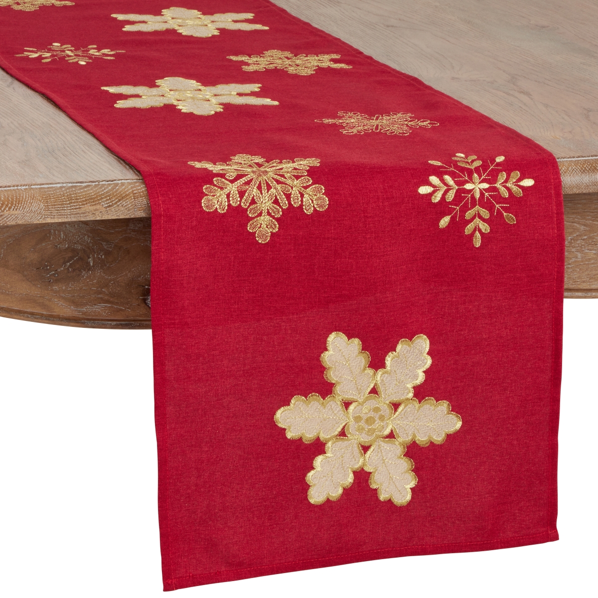 Picture of Saro Lifestyle 4504.R1672B 16 x 72 in. Long Table Runner with Snowflake Embroidery, Red