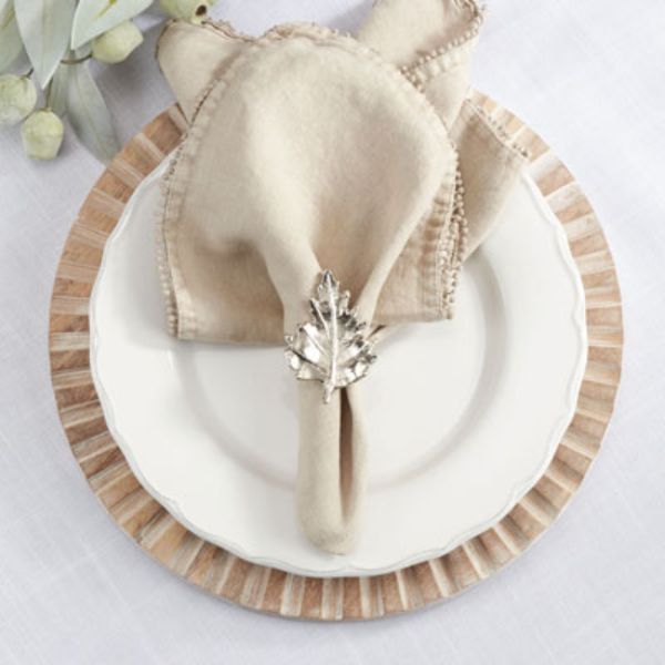 Picture of Saro Lifestyle NR915.S 0.5 in. Leaf Design Napkin Rings, Natural - Set of 4