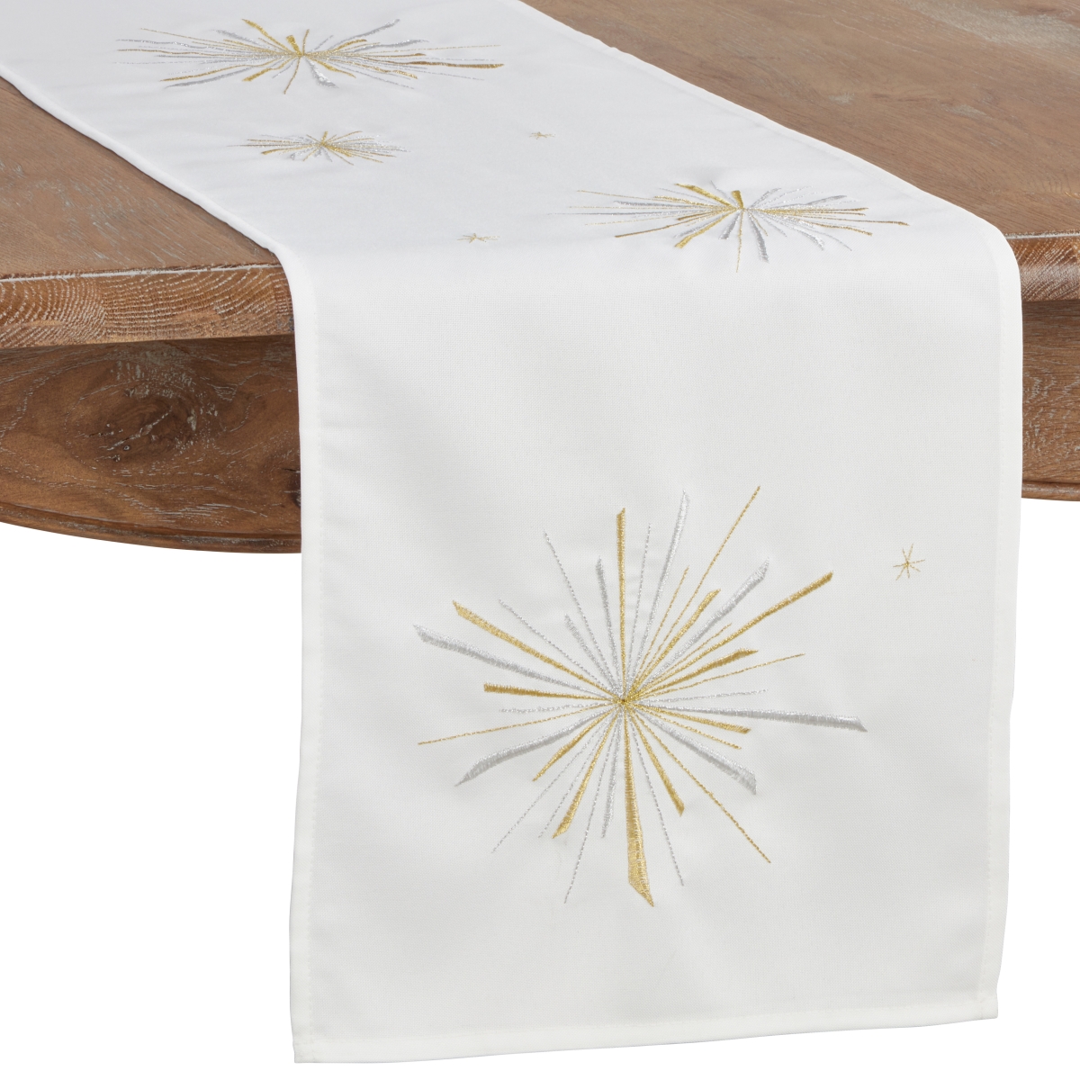 Picture of Saro Lifestyle 1690.W1472B 14 x 72 in. Starburst Long Table Runner, White