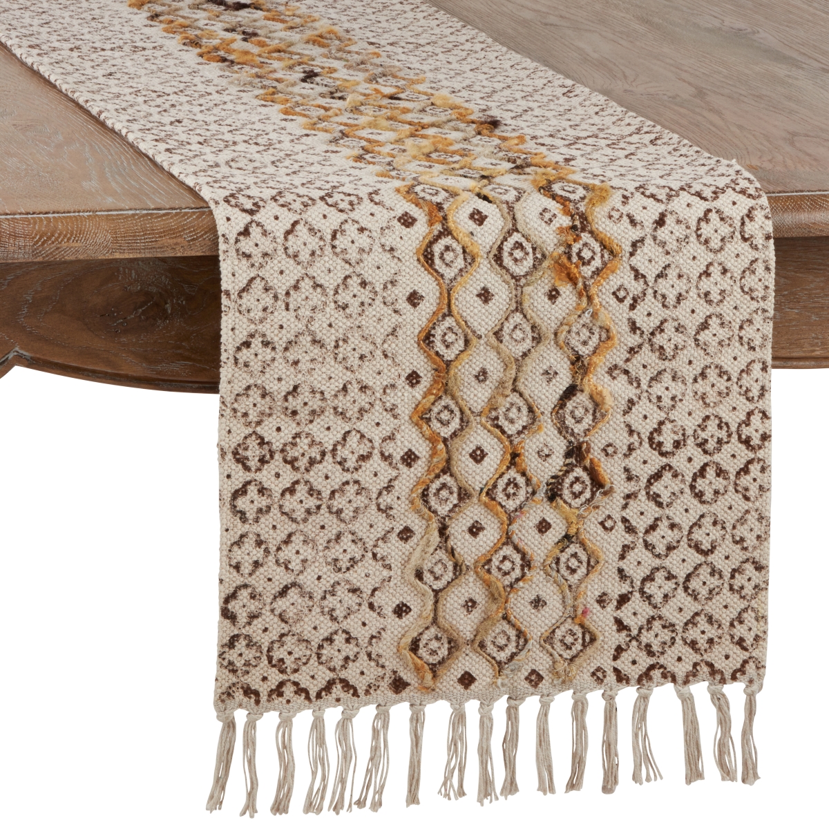 Picture of Saro Lifestyle 2322.N1672B 16 x 72 in. Embroidered Geometric Print Table Runner, Natural