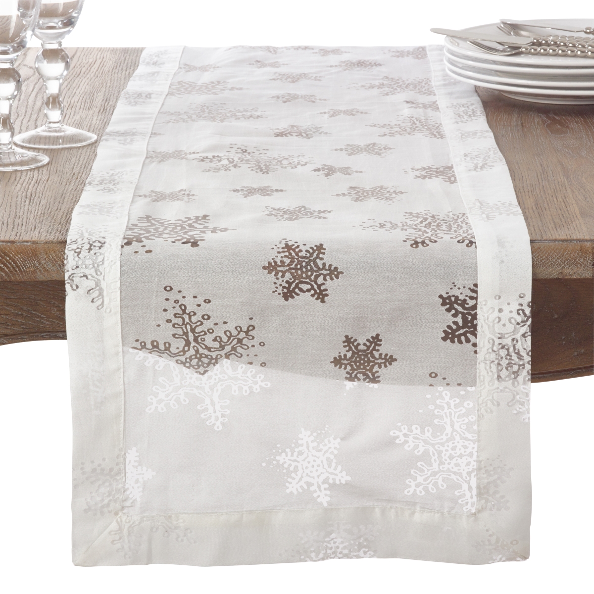 Picture of Saro Lifestyle 8000.W16120B Burnout Snowflake Design Table Runner