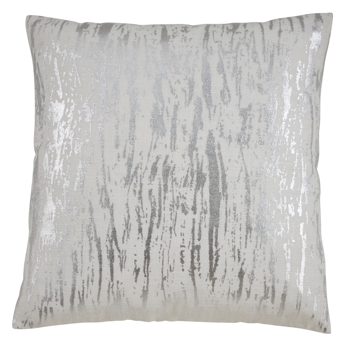 20 in. Distressed Metallic Foil Design Pillow Cover, Silver