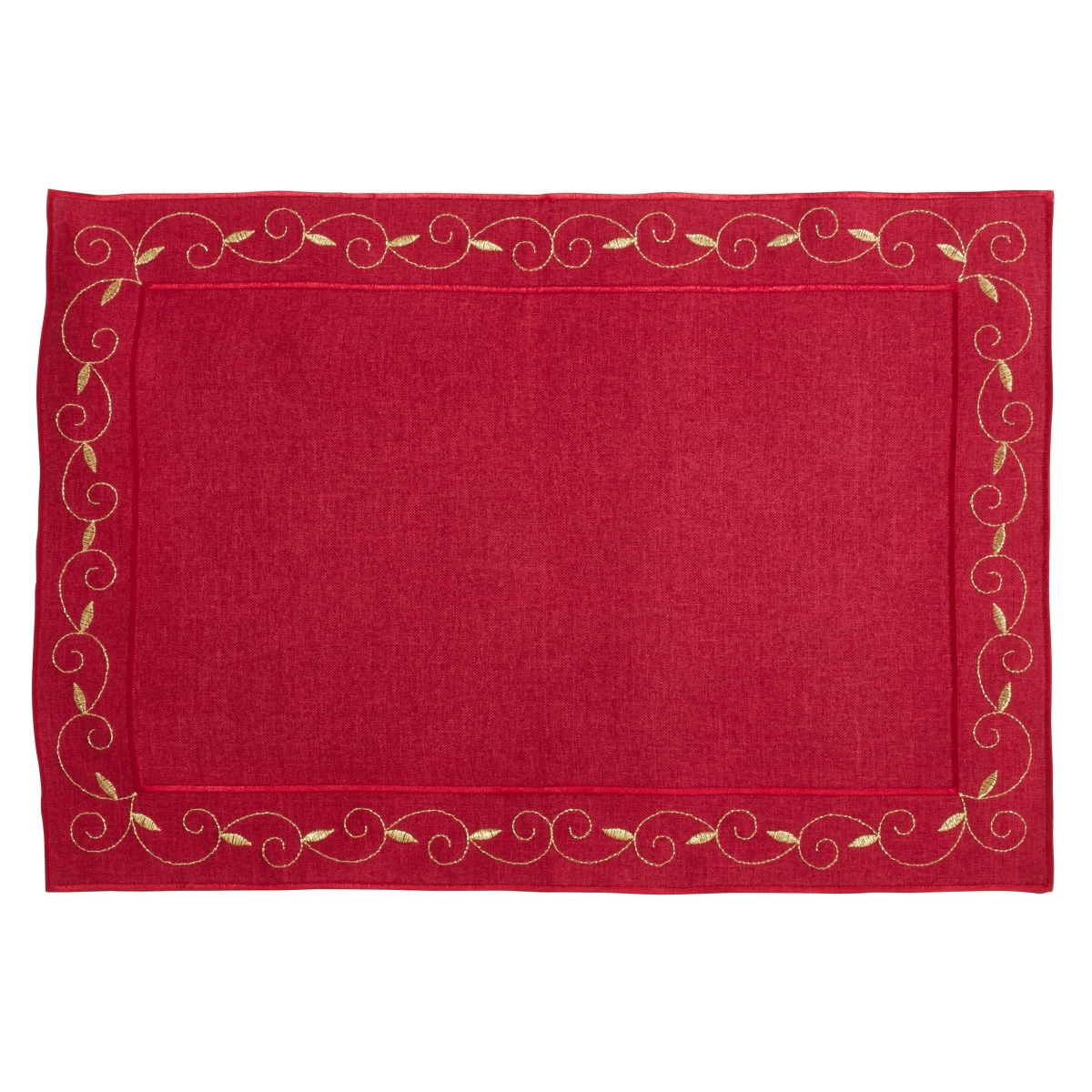 Picture of Saro Lifestyle 2212.BU1420B Embroidered Holiday Placemats, Red - Set of 4